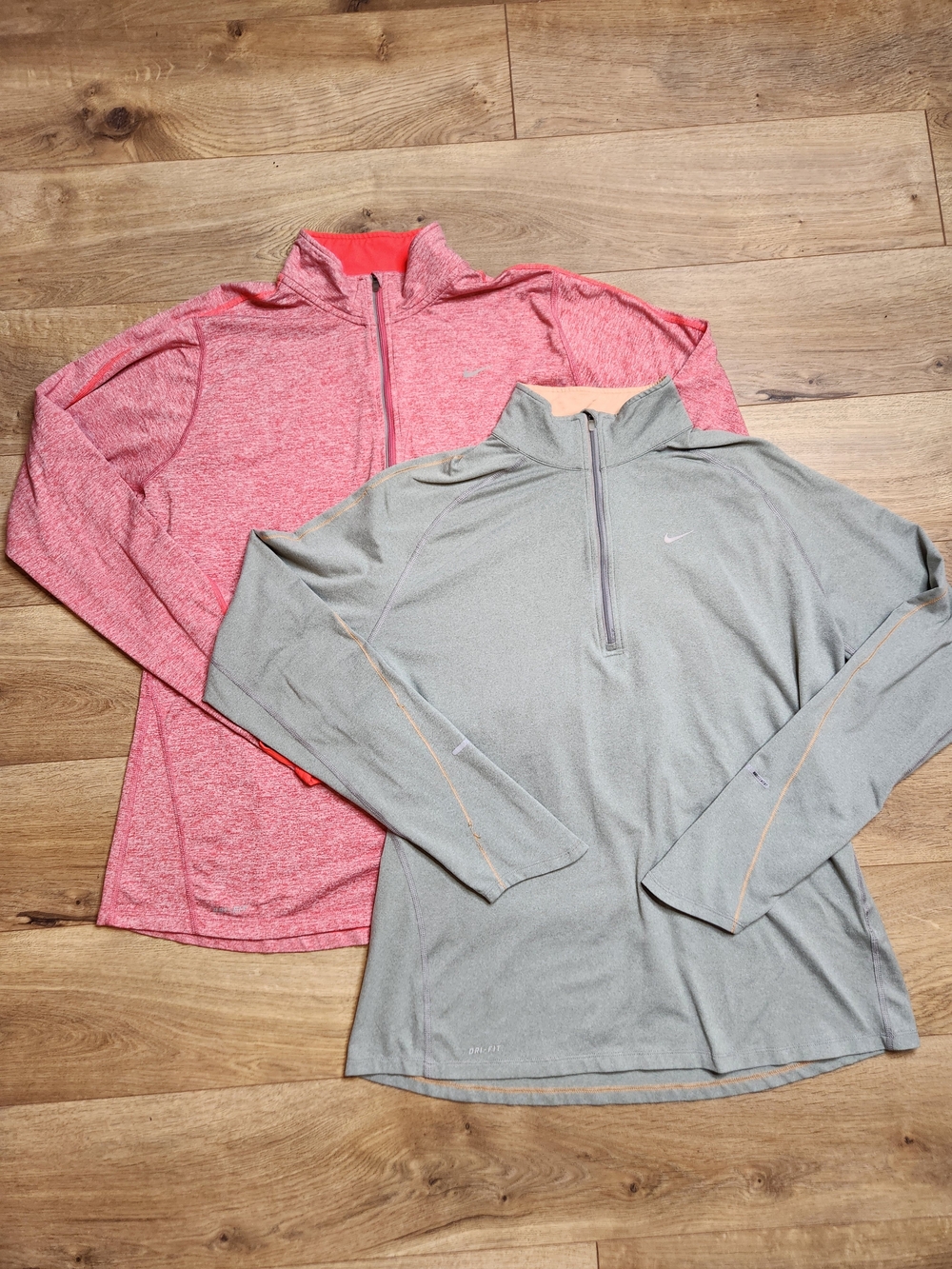 Set Of 2 Nike Drifit 1/4 Zip Pullover Jacket Pink Gray Women's XL